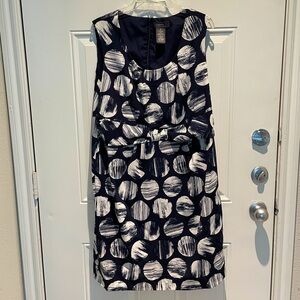 George A-Line Polka Dots Knot Sleeveless Dress Size 18 Navy White Contemporary